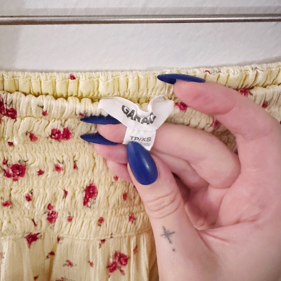 Garage Smocked Mini Floral Skirt Skort Yellow Pink Flowers - Picture 4 of 8